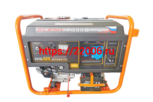 Генератор бенз. "LIFAN" 6GF-4(LF7000Е)(ном.6кВт,макc.6,5кВт, 4т.,15л.с.,бак 25л.,электростартер, медн.обм.альтернатора, AVR, жк табло, колеса, АКБ) Генератор бенз. "LIFAN" 6GF-4(LF7000Е)(ном.6кВт,макc.6,5кВт, 4т.,15л.с.,бак 25л.,электростартер, медн.обм.альтернатора, AVR, жк табло, колеса, АКБ)