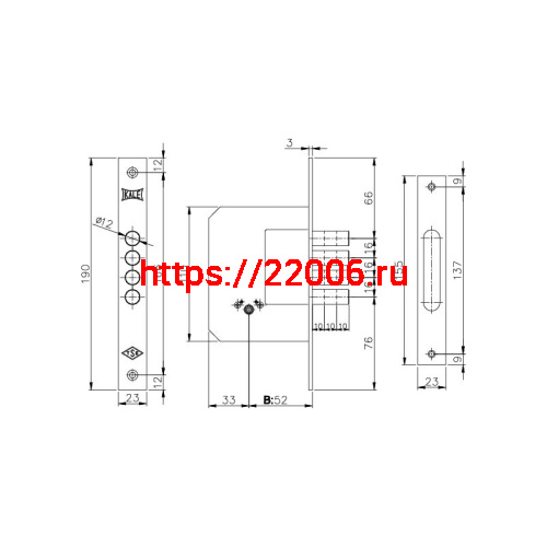 Замок Kale kilit (Кале килит) врезной крестообразный 189/4MF (52 mm) (латунь), 5 кл. фото 3 Замок Kale kilit (Кале килит) врезной крестообразный 189/4MF (52 mm) (латунь), 5 кл. фото 3