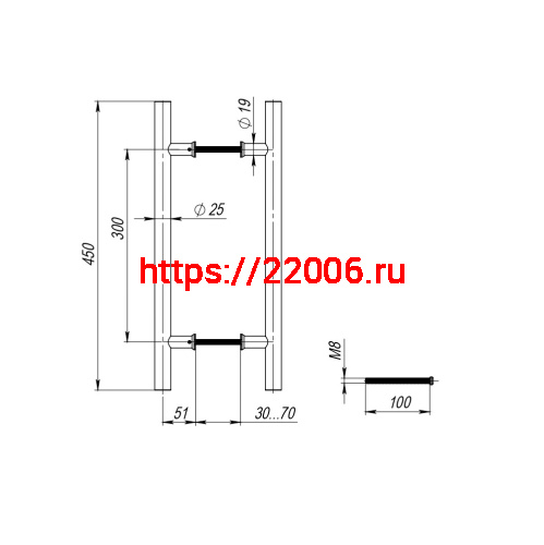 Ручка-скоба Fuaro (Фуаро) PULL.PH25/300.22 INOX 201 (PH-22-25/300-INOX) фото 2