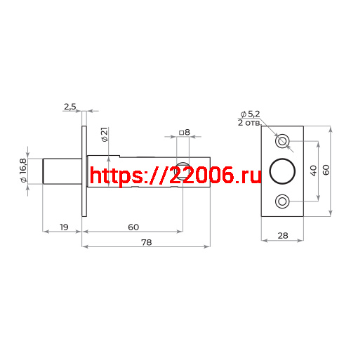 Задвижка Ajax (Аякс) врезная METDF-860 CP хром 60мм фото 2 Задвижка Ajax (Аякс) врезная METDF-860 CP хром 60мм фото 2