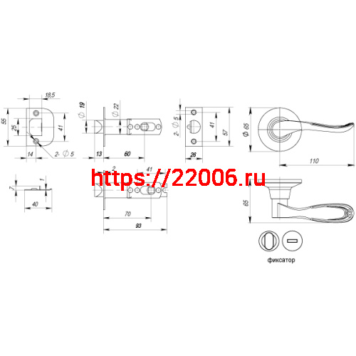 Ручка Punto (Пунто) защелка DK630 AC-BK (6030 AC-B) (фик.) медь фото 3 Ручка Punto (Пунто) защелка DK630 AC-BK (6030 AC-B) (фик.) медь фото 3