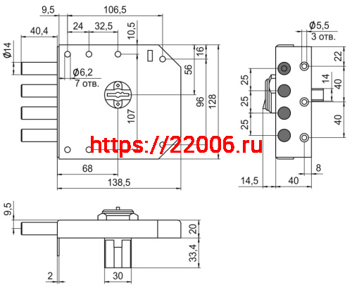 Замок Elbor (Эльбор) врезной сувальдный RеХ.2.1, 3 кл. фото 2 Замок Elbor (Эльбор) врезной сувальдный RеХ.2.1, 3 кл. фото 2