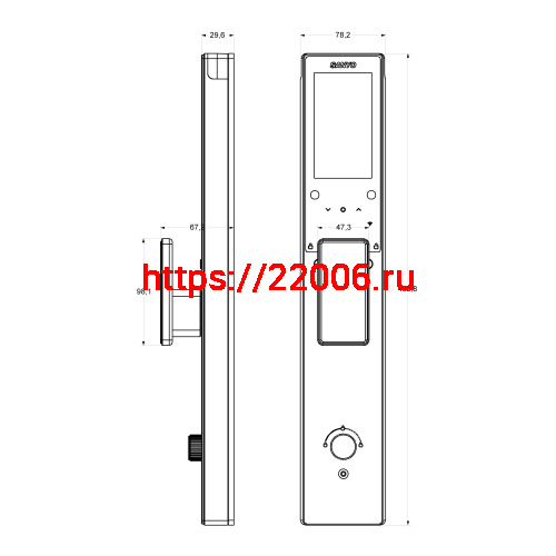 Электронный замок Sanyo D501 Tuya DM70 с WiFi, ручка скоба 1800 мм, черный фото 4 Электронный замок Sanyo D501 Tuya DM70 с WiFi, ручка скоба 1800 мм, черный фото 4