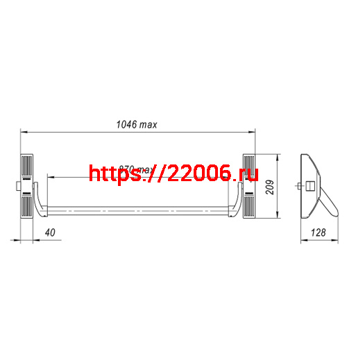 Ручка-штанга Fuaro (Фуаро) нажимная AP.1700B push-bar (ANTI-PANIC 1700В) накладной для одно/двуствор. дверей фото 3