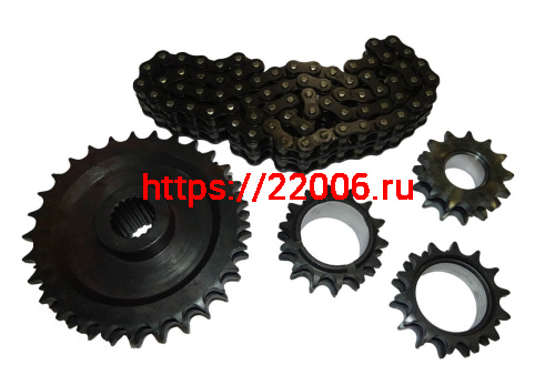 Набор  Буран звезд 2х рядных 12,7мм шаг ДЛЯ 2-х СКОРОСТНОЙ КОРОБКИ + цепь 72 звена, 2ПР-12,7-3180