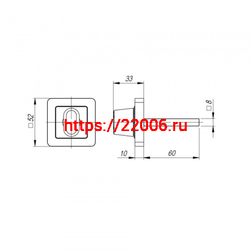 Ручка Punto (Пунто) поворотная BKW8 QR CP/SN-8 хром/мат. никель без отв. части, М4х25 - 2 шт., Квадрат 8х60 мм фото 2