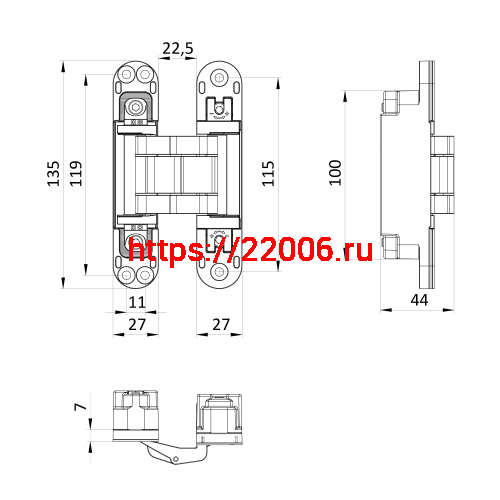 Петля Armadillo (Армадилло) скрытой установки U3D7803.VPG FSG флор. золото TECH фото 2 Петля Armadillo (Армадилло) скрытой установки U3D7803.VPG FSG флор. золото TECH фото 2