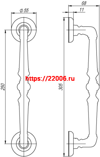 Ручка-скоба Fuaro (Фуаро) PULL.SM250.PALAZZO MAB-6 (PALAZZO PULL SM) темная бронза фото 5