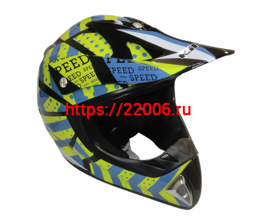 Шлем кроссовый KIRIN K27, черный, черн-бел, зелен-желт, размер S Шлем кроссовый KIRIN K27, черный, черн-бел, зелен-желт, размер S