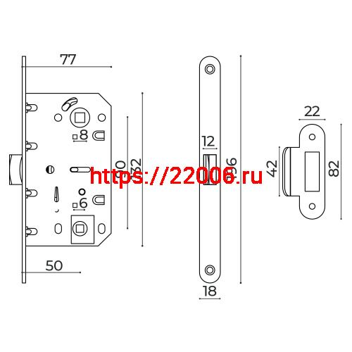 Защелка Ajax (Аякс) врезная METLM90-50 CP хром фото 2 Защелка Ajax (Аякс) врезная METLM90-50 CP хром фото 2