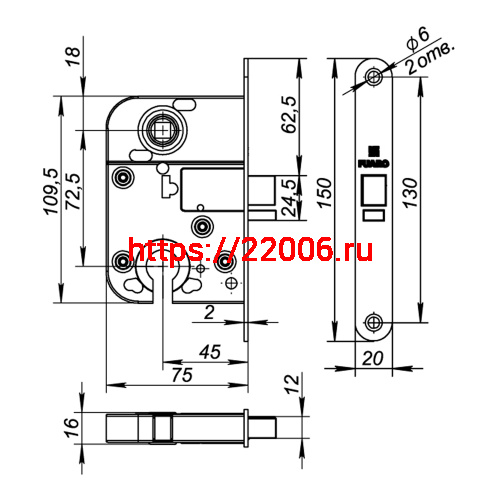 Корпус Fuaro (Фуаро) замка L.FIN2018/C (2018-CP) CP хром фото 4