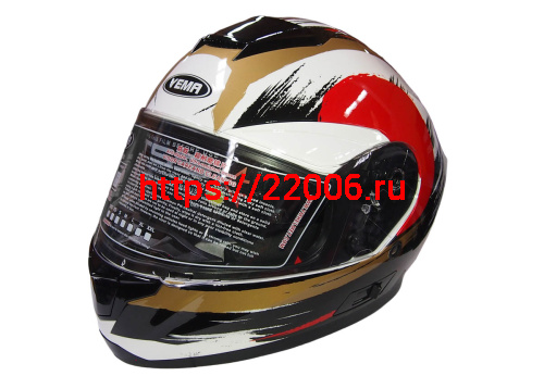 Шлем интеграл YM-831 "YAMAPA" CAT WHITE, BLUE YELLOW, размер  L (прозрачный визор) NEW (6 шт упак.)