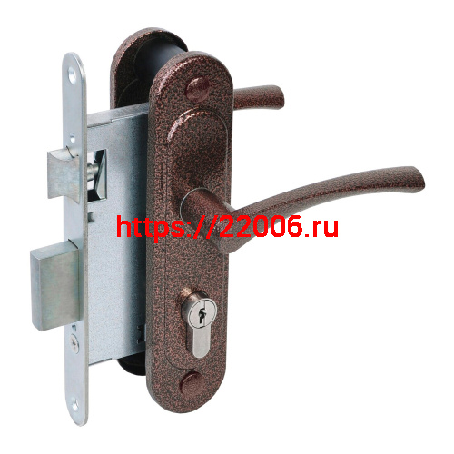 Замок Absolyute (Абсолют) врезной цилиндровый с защёлкой в комплекте с ручкой ЗВ4-3/07 (медь антик), 4 кл. Замок Absolyute (Абсолют) врезной цилиндровый с защёлкой в комплекте с ручкой ЗВ4-3/07 (медь антик), 4 кл.