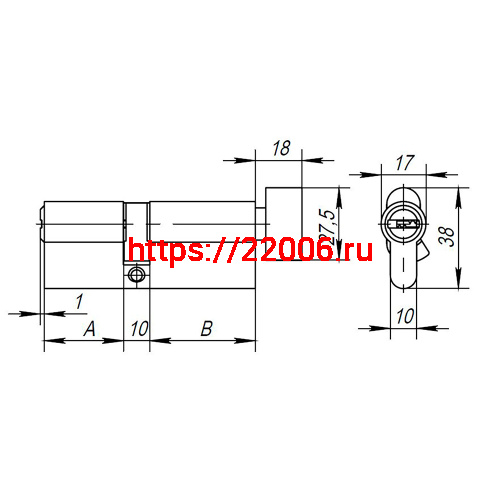 Цилиндровый Ajax (Аякс) механизм (AX202/120) AX2002Knob120 (55+10+55) CP хром с вертушкой фото 3 Цилиндровый Ajax (Аякс) механизм (AX202/120) AX2002Knob120 (55+10+55) CP хром с вертушкой фото 3