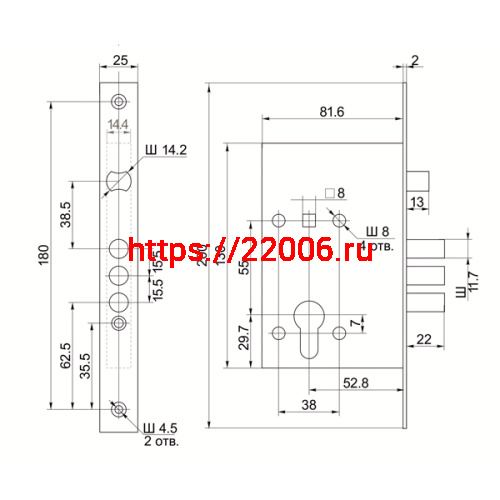 Корпус Border (Бордер) врезного замка с защёлкой ЗВ4-3/55 с ригелем 12 мм /78931/ фото 2 Корпус Border (Бордер) врезного замка с защёлкой ЗВ4-3/55 с ригелем 12 мм /78931/ фото 2