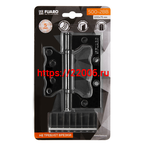 Петля Fuaro (Фуаро) универсальная без врезки IN4500W-BL BN (500-2BB/BL 100x2,5) черный глянец БЛИСТЕР фото 2 Петля Fuaro (Фуаро) универсальная без врезки IN4500W-BL BN (500-2BB/BL 100x2,5) черный глянец БЛИСТЕР фото 2