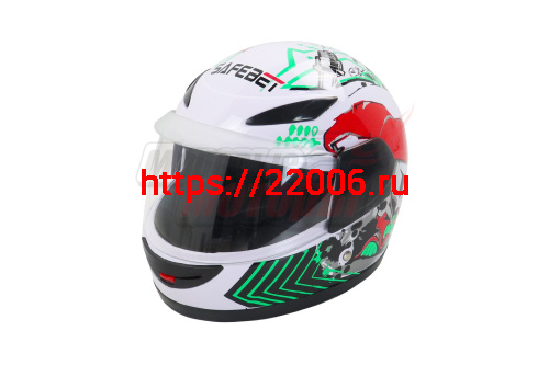 Шлем SAFEBET HF-908 бело-красный E12R "S,M,L,XL,XXL" (интеграл, детский)