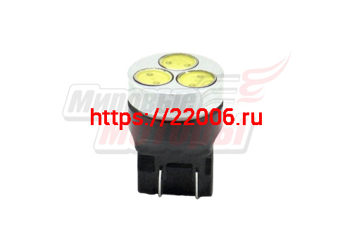 Лампа 12 В T20, 3 светодиода повышенной мощности 1W, без цоколя, белая