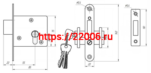 Замок Zenit (Зенит) врезной цилиндровый ЗВ1-2, 4 кл. фото 2