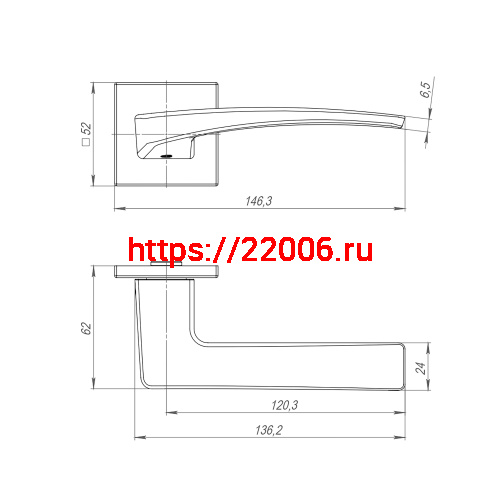 Ручка Punto (Пунто) раздельная K.ARC.Q52.LOTUS SN-3 мат.никель фото 2 Ручка Punto (Пунто) раздельная K.ARC.Q52.LOTUS SN-3 мат.никель фото 2