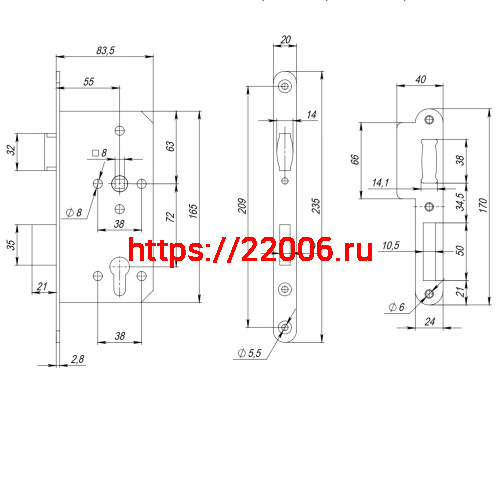 Замок Fuaro (Фуаро) врезной DD.INOX/C-55.72/R с роликовой защелкой (лиц.планка 20 мм) фото 2 Замок Fuaro (Фуаро) врезной DD.INOX/C-55.72/R с роликовой защелкой (лиц.планка 20 мм) фото 2