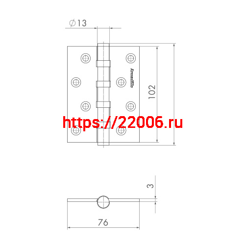Петля Armadillo (Армадилло) универсальная IN4500UC-BL MWSC-33 102x76x3 INOX304 итальянский тисненый БЛИСТЕР фото 3 Петля Armadillo (Армадилло) универсальная IN4500UC-BL MWSC-33 102x76x3 INOX304 итальянский тисненый БЛИСТЕР фото 3
