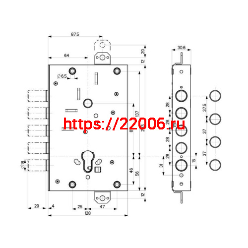Корпус Mottura (Моттура) врезного замка 82.505W800B фото 3 Корпус Mottura (Моттура) врезного замка 82.505W800B фото 3