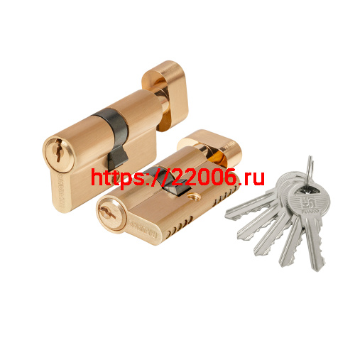 Цилиндровый Fuaro (Фуаро) механизм 1000ZM Knob60(25+10+25) SSG сатинированное золото 5Key с вертушкой Цилиндровый Fuaro (Фуаро) механизм 1000ZM Knob60(25+10+25) SSG сатинированное золото 5Key с вертушкой