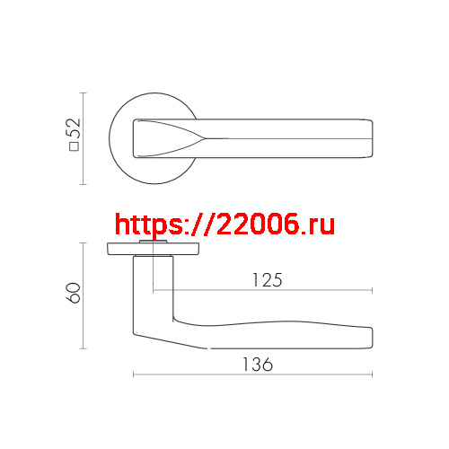 Ручка Fuaro (Фуаро) раздельная R.SLR52.PRIZMA SSC-16 сатинированный хром фото 2