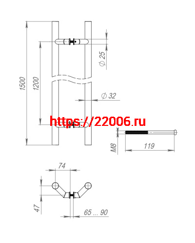Ручка-скоба Fuaro (Фуаро) PULL.PH32/1500.45 INOX 304 фото 3 Ручка-скоба Fuaro (Фуаро) PULL.PH32/1500.45 INOX 304 фото 3