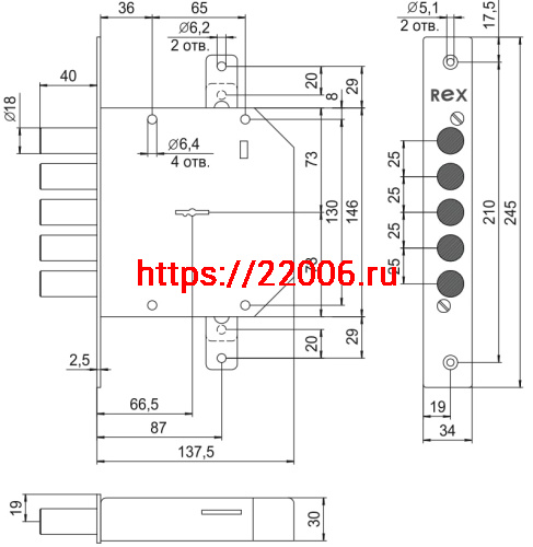 Замок Elbor (Эльбор) врезной сувальдный RеХ.3.1, 5 кл. фото 2 Замок Elbor (Эльбор) врезной сувальдный RеХ.3.1, 5 кл. фото 2
