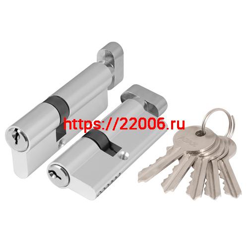 Цилиндровый Ajax (Аякс) механизм (AX102/60) AX1002Knob60 (25+10+25) CP хром с вертушкой