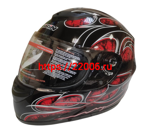 Шлем интеграл KIRIN K-22, черный, черн-крас матовый, черн-крас, размер S Шлем интеграл KIRIN K-22, черный, черн-крас матовый, черн-крас, размер S