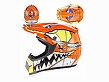 Мотошлем VIRTUE MD-905 Кросс оранжевый с черно-салатовым рисунком (L)