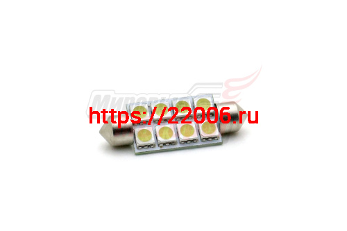 Лампа 12 В T11х41, 8 светодиодов 5050SMD, двухцокольная, подсветки, белая