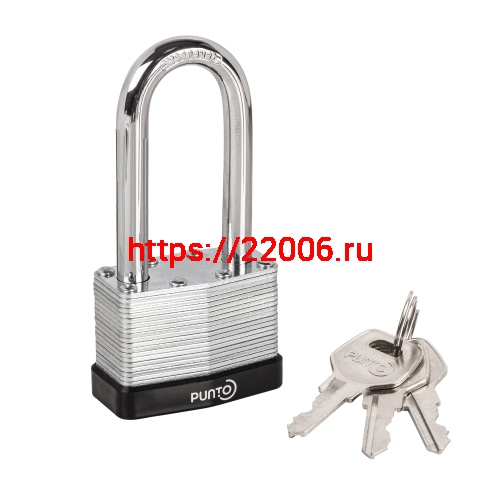 Замок Punto (Пунто) навесной PK-6550L 3 key англ. длиная дужка Замок Punto (Пунто) навесной PK-6550L 3 key англ. длиная дужка