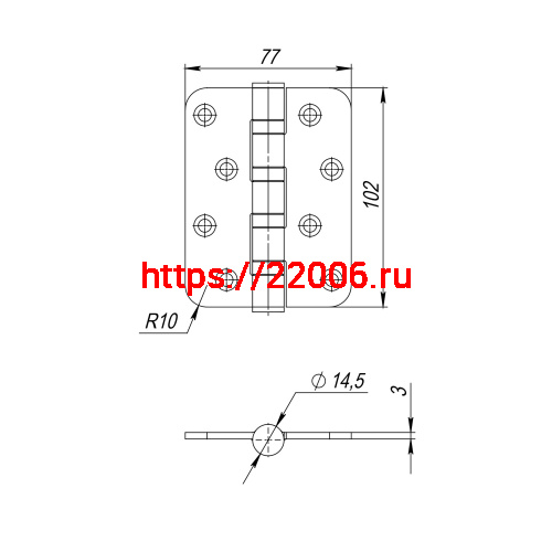 Петля Fuaro (Фуаро) из нержавейки универсальная IN4400U-R10 INOX (4BB-R10 102х76х3) фото 4 Петля Fuaro (Фуаро) из нержавейки универсальная IN4400U-R10 INOX (4BB-R10 102х76х3) фото 4
