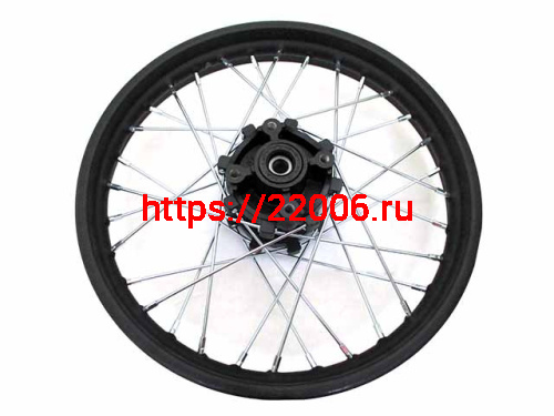 Диск колеса задний стальной на спицах 1.85 - 16" обод черный, дисковый тормоз ось 15мм KAYO Диск колеса задний стальной на спицах 1.85 - 16" обод черный, дисковый тормоз ось 15мм KAYO
