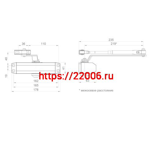 Доводчик Ajax (Аякс) дверной DCTR 50-100 DA AL алюминий фото 2 Доводчик Ajax (Аякс) дверной DCTR 50-100 DA AL алюминий фото 2