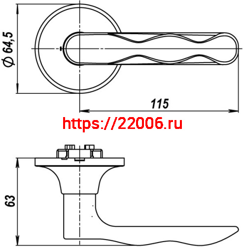 Ручка Fuaro (Фуаро) защелка DK624/BL CP-BK (624/BL CP-B) (фик.) хром фото 2