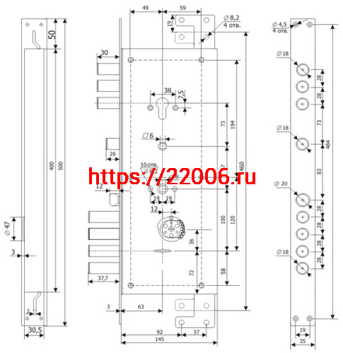 Замок Guardian (Гардиан) врезной двухсистемный ЗВ 25.14 Т (лев) с тягами (без накл), 5+1 кл (длин. кл. 54 мм) /123:453/ фото 2 Замок Guardian (Гардиан) врезной двухсистемный ЗВ 25.14 Т (лев) с тягами (без накл), 5+1 кл (длин. кл. 54 мм) /123:453/ фото 2