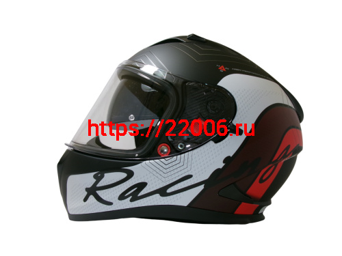 Шлем TVS RACING (Индия) STREET D/V DULL BLACK RED размер L, + пинлок в комплекте, очки фото 2
