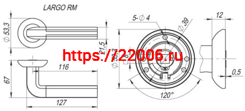 Ручка Fuaro (Фуаро) раздельная R.RM54.LARGO (LARGO RM) SN/CP-3 матовый никель/хром фото 2 Ручка Fuaro (Фуаро) раздельная R.RM54.LARGO (LARGO RM) SN/CP-3 матовый никель/хром фото 2