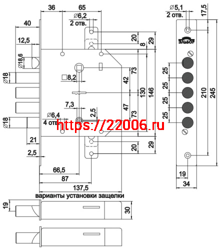 Замок Elbor (Эльбор) врезной сувальдный с задвижкой и защёлкой Гранит 1.06.43 (правый) с тягами, 5 кл. /24378/ фото 2 Замок Elbor (Эльбор) врезной сувальдный с задвижкой и защёлкой Гранит 1.06.43 (правый) с тягами, 5 кл. /24378/ фото 2