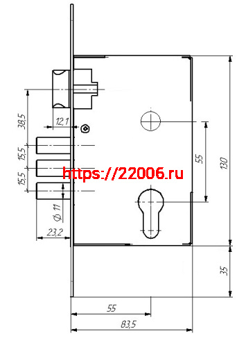 Замок Absolyute (Абсолют) врезной цилиндровый с защёлкой в комплекте с ручкой ЗВ4-3/09Р (медь), 4 кл. фото 3 Замок Absolyute (Абсолют) врезной цилиндровый с защёлкой в комплекте с ручкой ЗВ4-3/09Р (медь), 4 кл. фото 3