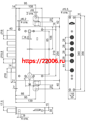 Замок Elbor (Эльбор) врезной двухсистемный Рубин 1.08.46 с тягами, 5 кл. /27647/ фото 2 Замок Elbor (Эльбор) врезной двухсистемный Рубин 1.08.46 с тягами, 5 кл. /27647/ фото 2
