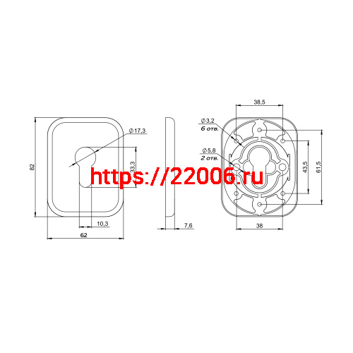 Накладка Fuaro (Фуаро) на цилиндр ESC.C.TRD/K.486 BL-24 черный (1 шт.) фото 2