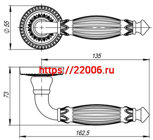 Ручка Armadillo (Армадилло) раздельная R.CL55.Bella (Bella CL2) GOLD-24 золото 24К фото 4 Ручка Armadillo (Армадилло) раздельная R.CL55.Bella (Bella CL2) GOLD-24 золото 24К фото 4