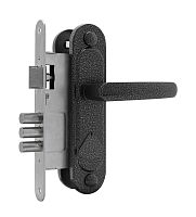 Замок Omega (Омега) врезной сувальдный с защёлкой в комплекте с ручкой ЗВ9.1-01 (серебро), 3 кл.