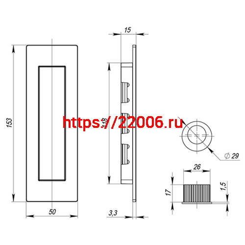Ручка Armadillo (Армадилло) для раздвижных дверей SH.URB153.010 SG мат.золото фото 4 Ручка Armadillo (Армадилло) для раздвижных дверей SH.URB153.010 SG мат.золото фото 4